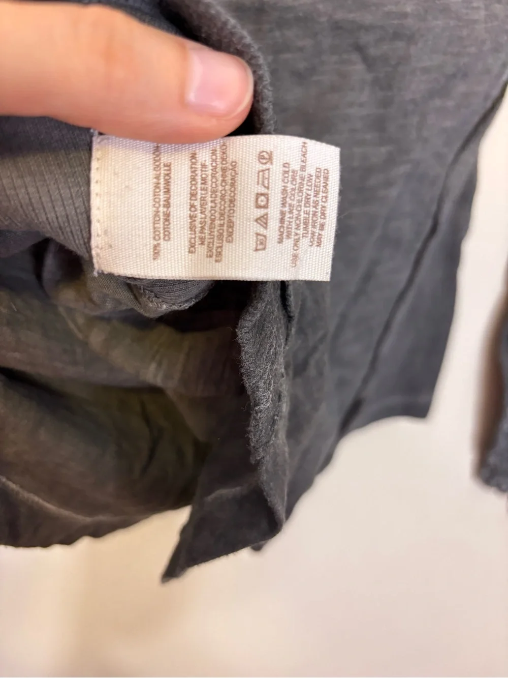 Free People Grey Long-Sleeve Scoop Neck Henley Top with Ribbon Sleeves Small